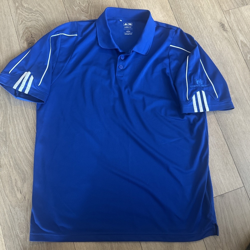 Adidas ClimaLite Polo Blue Short Sleeve Men's Large Soccer Coach Consol Energy